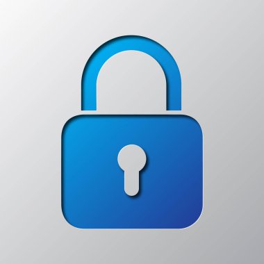 Bir asma kilit kağıttan kesilir. Vektör çizim