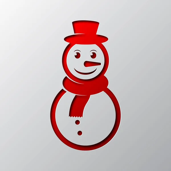 Бумажное искусство иконы красного снеговика. Векторная иллюстрация . — стоковый вектор