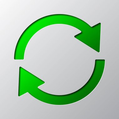 Kağıt sanat yeşil güncelleştirme sembolü. Vektör çizim.