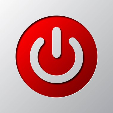 Kırmızı güç düğmesi Kağıt sanatı. Vektör çizim.