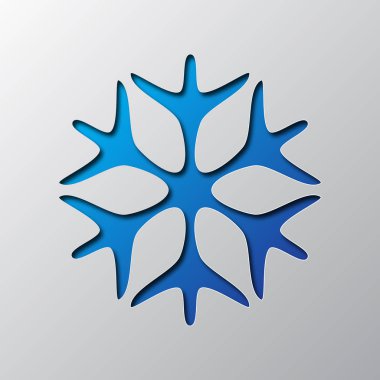 Mavi kar tanesi kağıt sanatı. Vektör çizim.