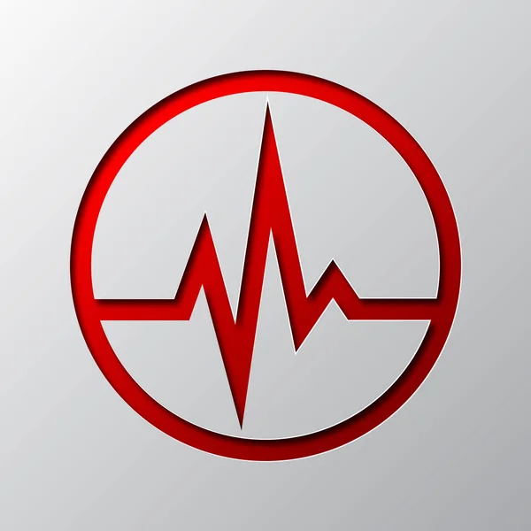 Arte de papel del símbolo rojo del latido del corazón. Ilustración vectorial . — Vector de stock
