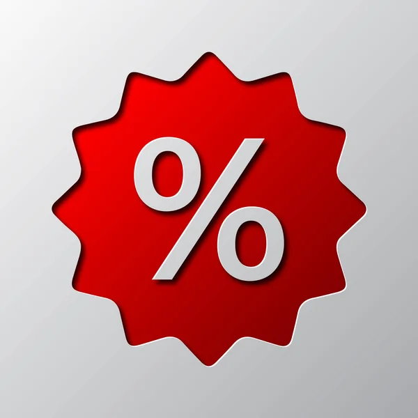 Arte de papel do sinal de percentagem vermelha. Ilustração vetorial . — Vetor de Stock