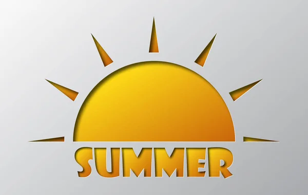 Arte de papel do ícone do sol de verão. Ilustração vetorial . — Vetor de Stock
