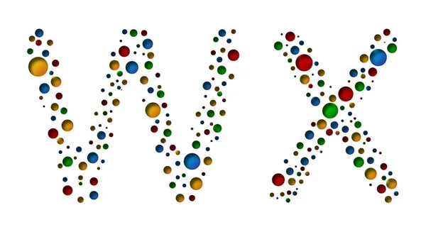 W X renkli noktalı harfler. Vektör çizim — Stok Vektör
