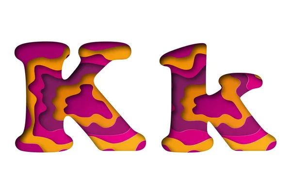 Letra K, papel cortado. Ilustración vectorial . — Archivo Imágenes Vectoriales
