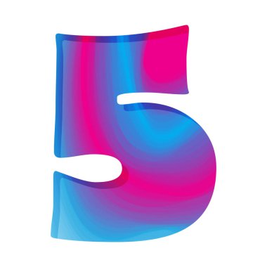 Renkli sayı beş soyut. Vektör çizim.