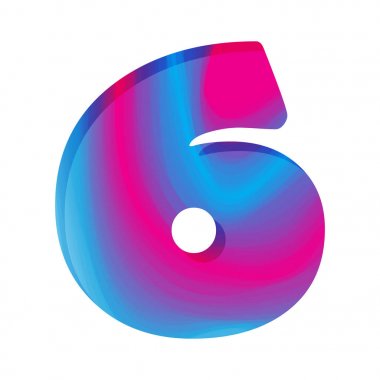 Renkli sayı altı soyut. Vektör çizim.