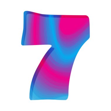 Renkli sayı yedi soyut. Vektör çizim.