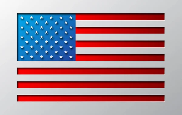 Флаг США вырезан из бумаги. Векторная иллюстрация . — стоковый вектор