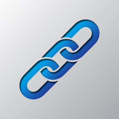 Mavi zinciri bağlantı simgesini kağıt sanatı. Vektör çizim.