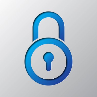 Bir asma kilit kağıttan kesilir. Vektör çizim