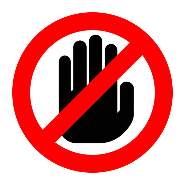 Paper art of the red STOP hand sign. Vector illustration.