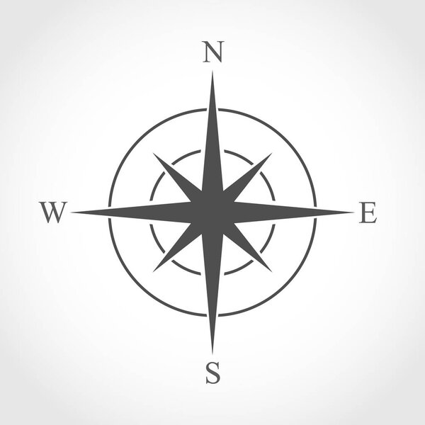 Gray compass icon. Vector illustration.