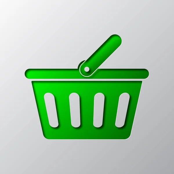 O ícone da cesta de compras é cortado do papel. Ilustração vetorial . —  Vetores de Stock