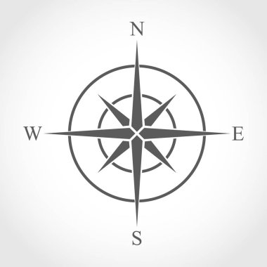 Gri pusula simgesini. Vektör çizim.