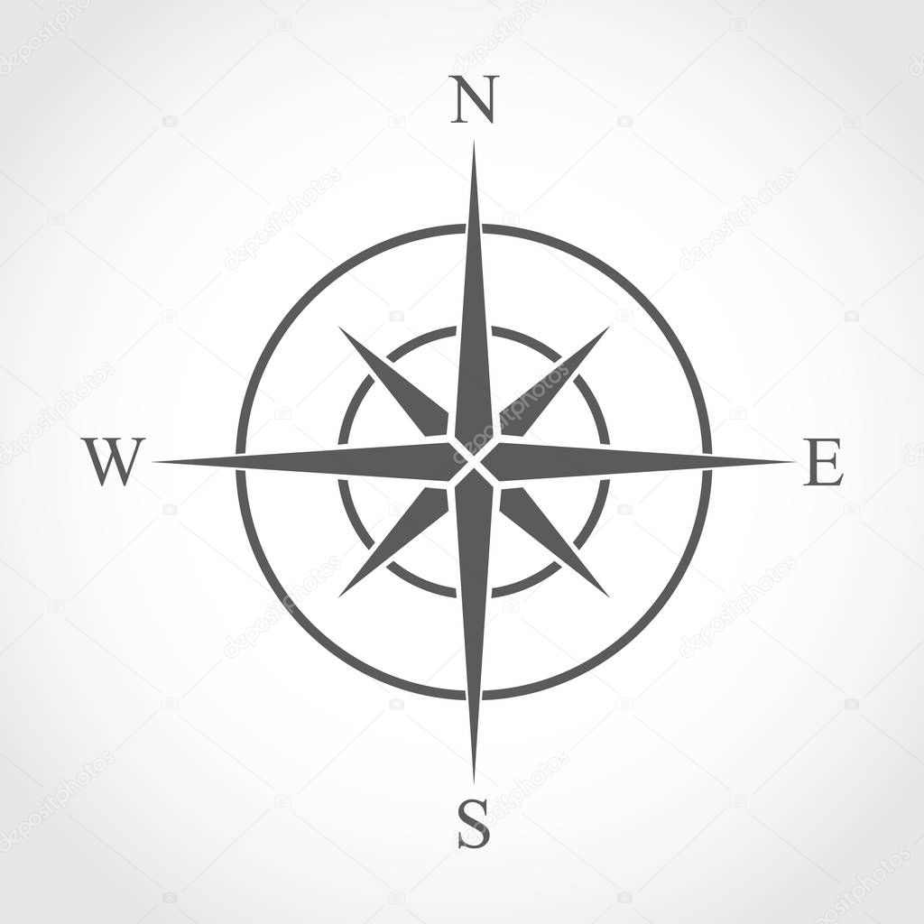 Gray compass icon. Vector illustration.