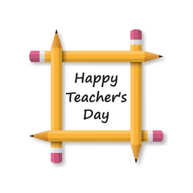 Kalem ile mutlu öğretmenler günü banner. Vektör çizim.