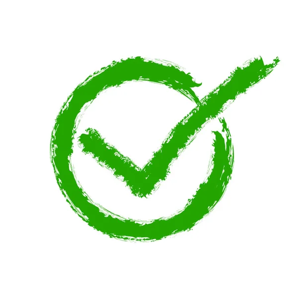 Dibujo verde de la marca de verificación. Ilustración vectorial . — Vector de stock