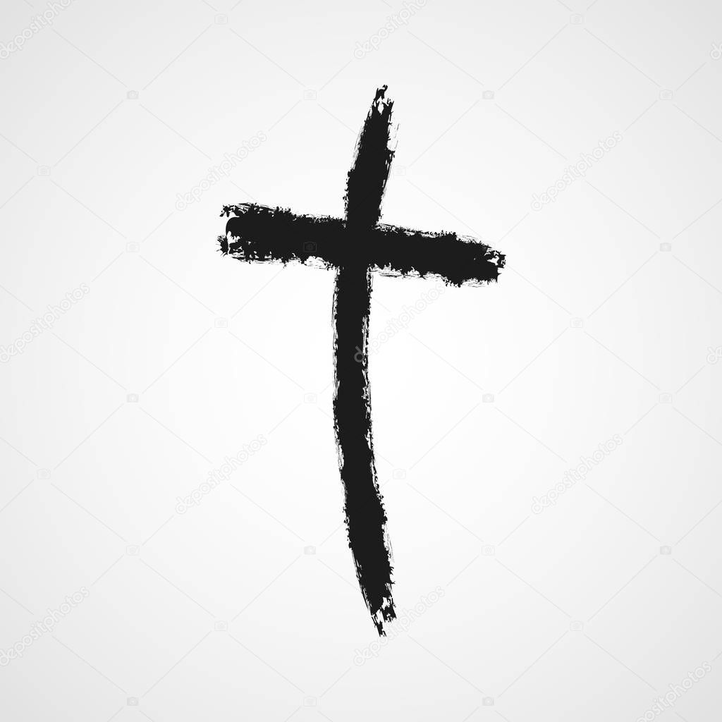 Hand drawn christian cross. Vector illustration.