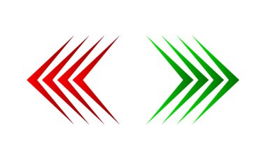 Sol ve sağ oklar. Vektör çizim.