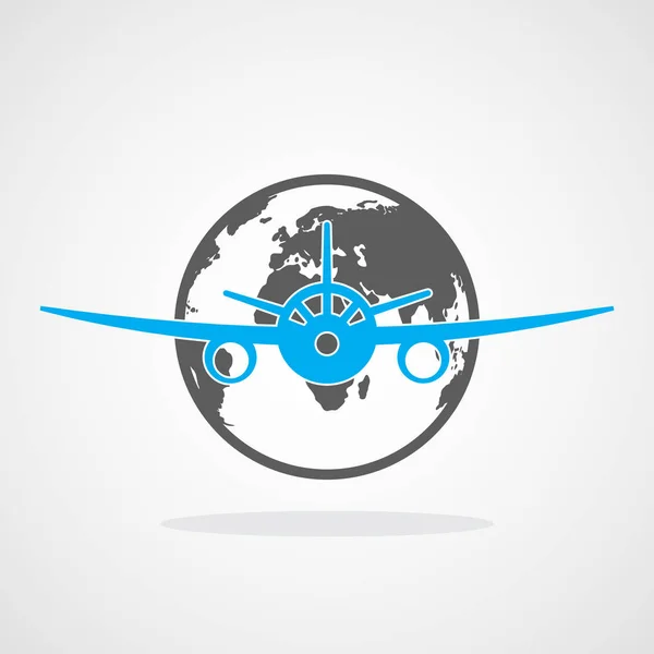 Globus und Flugzeug-Ikone. Vektorillustration. — Stockvektor
