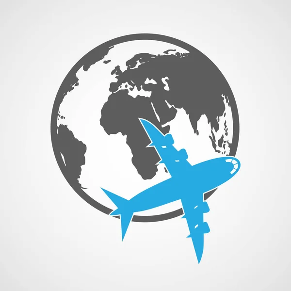 Globe and airplane icon. Vector illustration. — Stock Vector