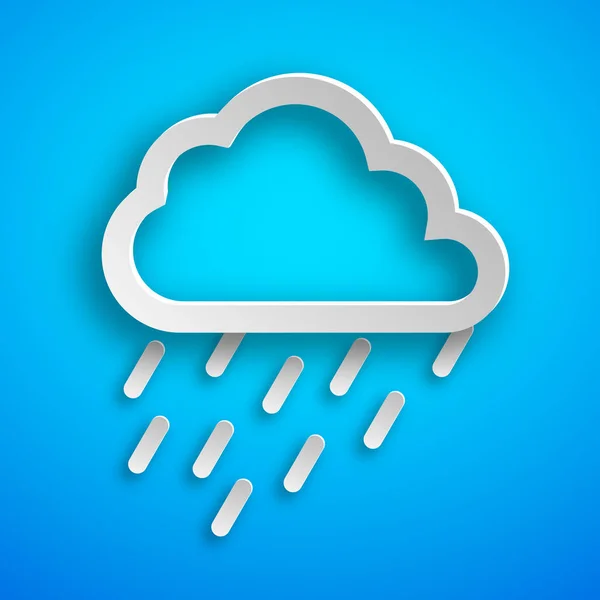 Paper art Rain icon. Vector illustration. — Stock Vector