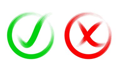 El çapraz çekilmiş ve onay işareti. Vektör çizim.