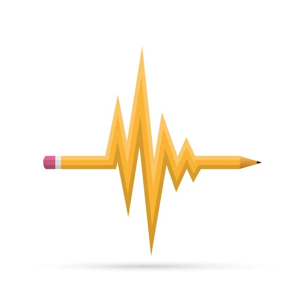 Wavy pencil as a symbol of heartbeat. Vector illustration. — Stock Vector