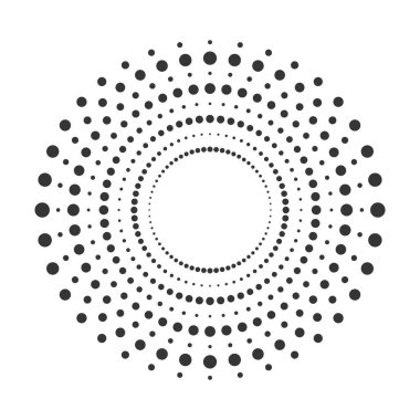 Yarı tonlu noktalar daire. Vektör çizim.
