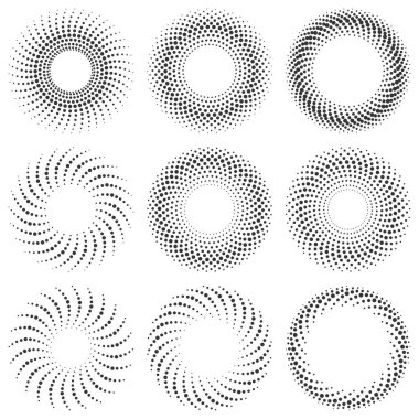 Yarım tonlu noktalı daireler kümesi - vektör.