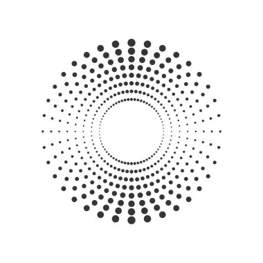 Yarı tonlu noktalar daire. Vektör çizim.