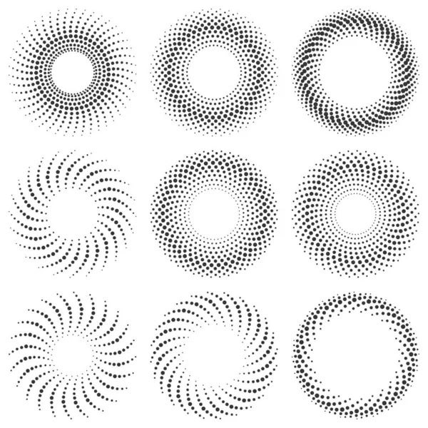 Conjunto de círculos de puntos de medio tono - vector . — Vector de stock