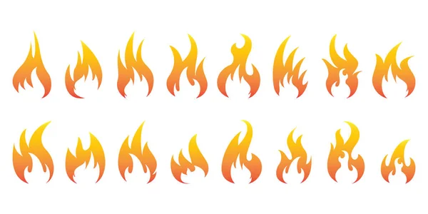 Reihe von Flammensymbolen. Feuersymbole. — Stockvektor