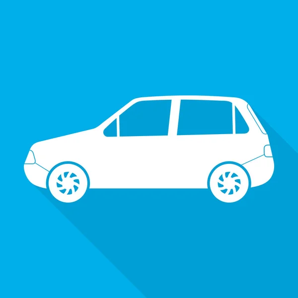 Car icon with long shadow. Vector Illustration. — Stock Vector