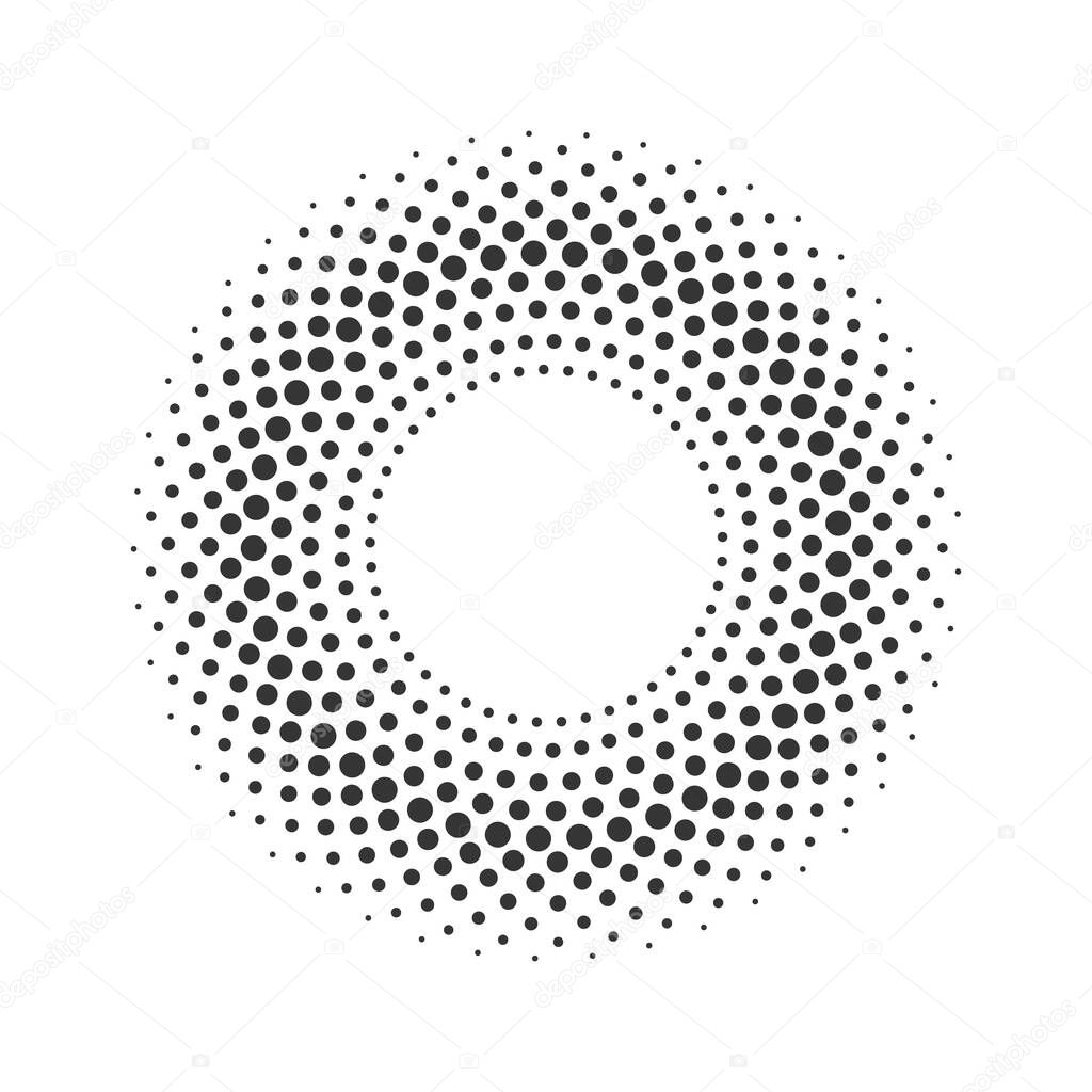 Halftone dots circle. Vector illustration.