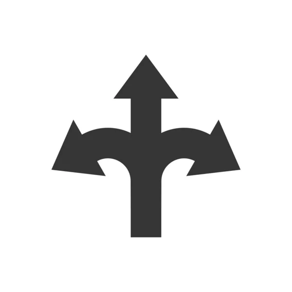 Vector flecha de dirección de tres vías . — Vector de stock