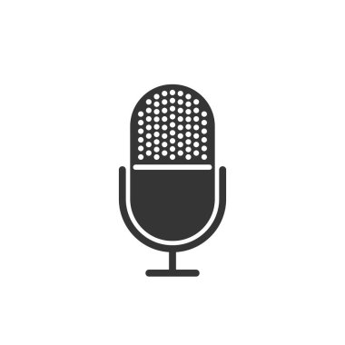 Düz dizaynlı Vektör Mikrofon simgesi.