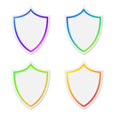 Renkli vektör kalkanı simgeleri kümesi.