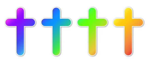 Ensemble d'icônes colorées de la Croix chrétienne . — Image vectorielle