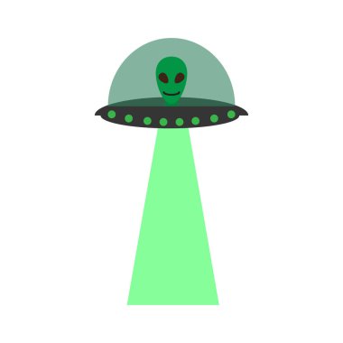 Çizgi film UFO simgesi izole edildi. Uzaylı uçan sosu