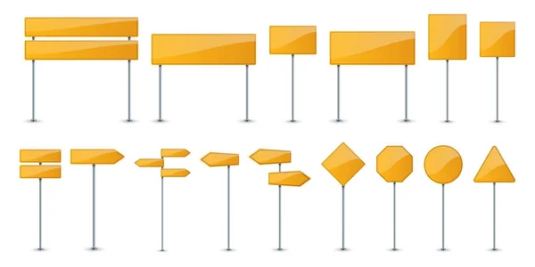 Conjunto de paneles de texto amarillos. Señales de tráfico vectorial . — Vector de stock