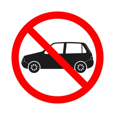 Beyaz arkaplanda yasaklı araç tabelası.