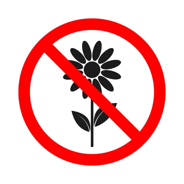 Zakázané květiny podepsat na bílém pozadí. — Stockový vektor