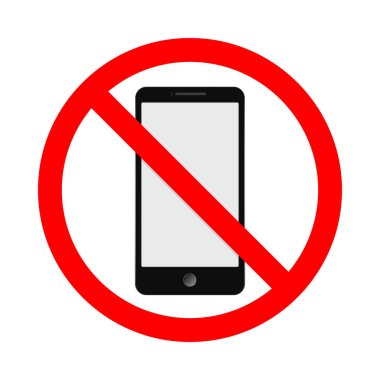 Telefon yok, beyaz arka planda akıllı telefon işareti yok.