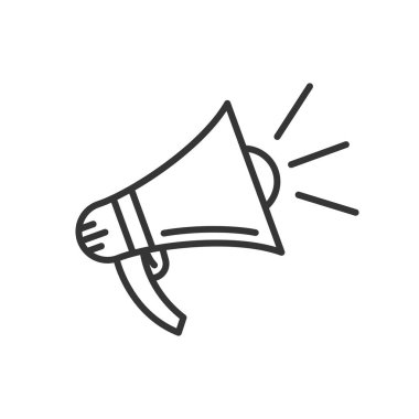 Düz doğrusal dizaynda Vektör Megafon simgesi.