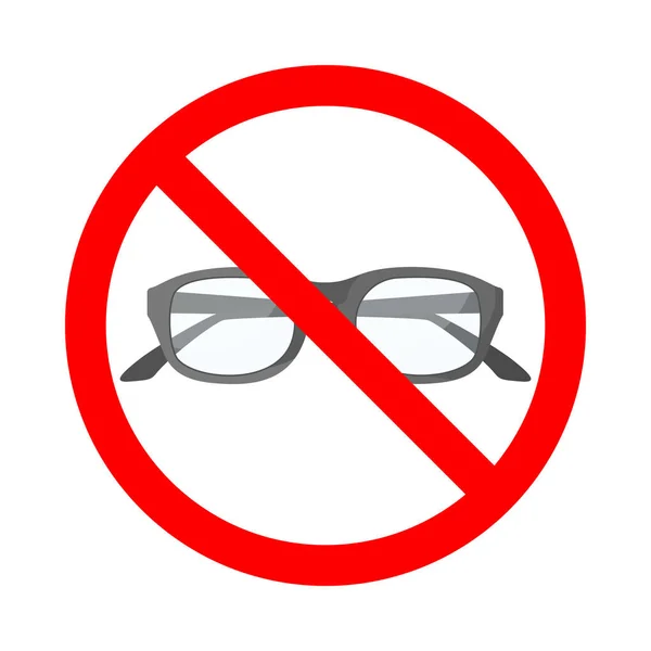 Szemüveg nem megengedett. Tiltott üvegtáblák. — Stock Vector