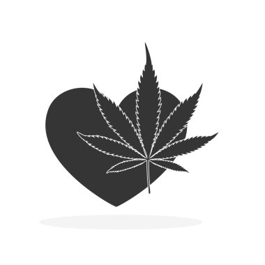 Kenevir yaprakları kalp şeklinde. Vektör logosu