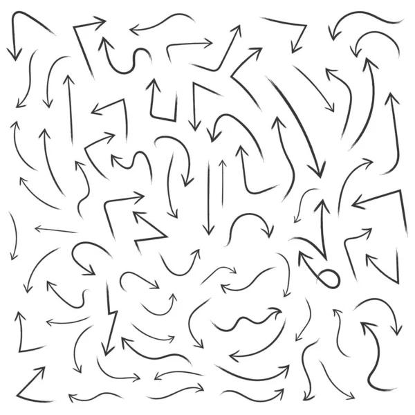 Conjunto de flechas vectoriales dibujadas a mano aisladas . — Archivo Imágenes Vectoriales